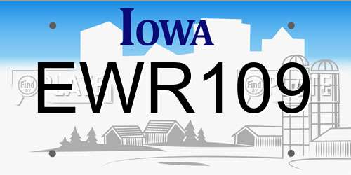 EWR109 Iowa License Plate