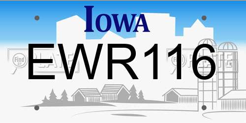 EWR116 Iowa License Plate
