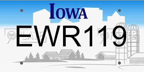 EWR119 Iowa License Plate
