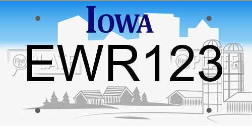 EWR123 Iowa License Plate