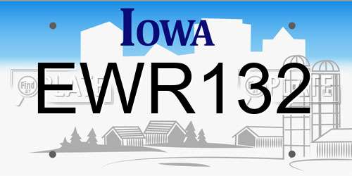 EWR132 Iowa License Plate