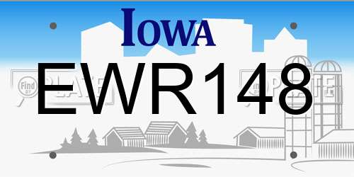 EWR148 Iowa License Plate