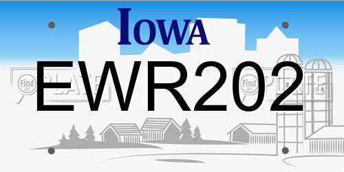 EWR202 Iowa License Plate