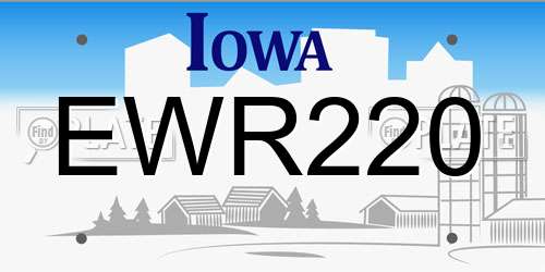 EWR220 Iowa License Plate