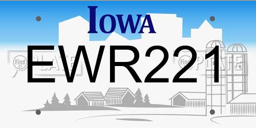 EWR221 Iowa License Plate
