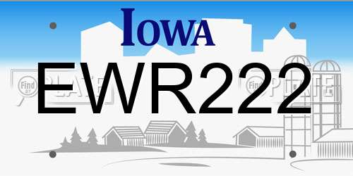 EWR222 Iowa License Plate
