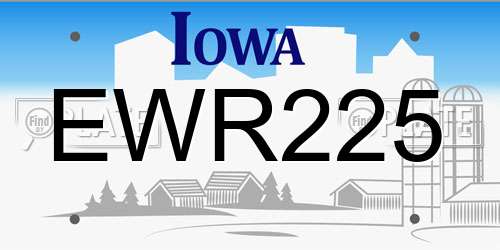 EWR225 Iowa License Plate