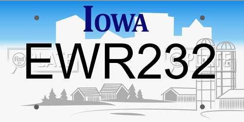 EWR232 Iowa License Plate