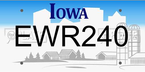 EWR240 Iowa License Plate