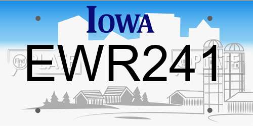 EWR241 Iowa License Plate