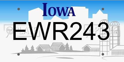 EWR243 Iowa License Plate