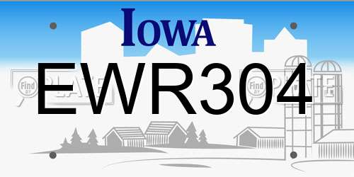 EWR304 Iowa License Plate