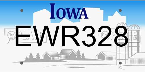 EWR328 Iowa License Plate