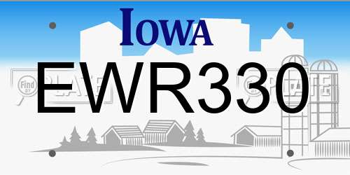 EWR330 Iowa License Plate