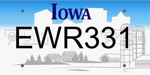 EWR331 Iowa License Plate