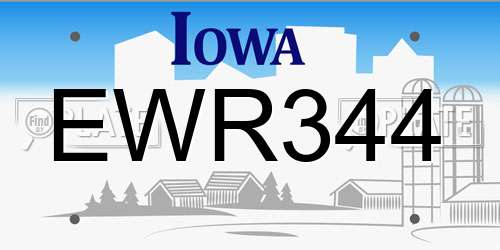 EWR344 Iowa License Plate