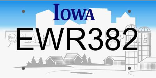 EWR382 Iowa License Plate