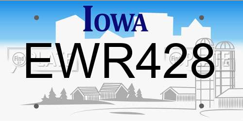 EWR428 Iowa License Plate
