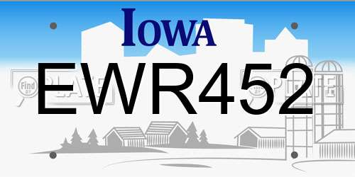 EWR452 Iowa License Plate