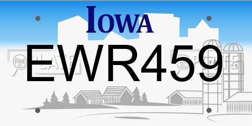 EWR459 Iowa License Plate