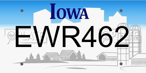 EWR462 Iowa License Plate