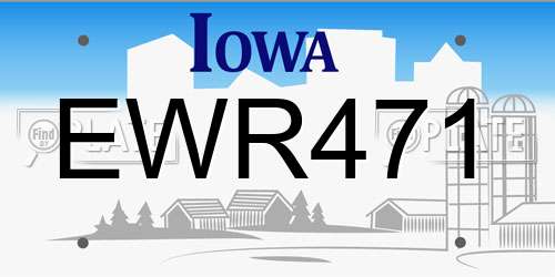 EWR471 Iowa License Plate