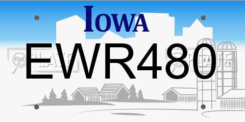 EWR480 Iowa License Plate