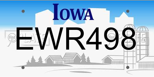 EWR498 Iowa License Plate