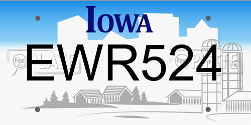 EWR524 Iowa License Plate