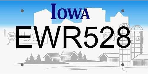 EWR528 Iowa License Plate