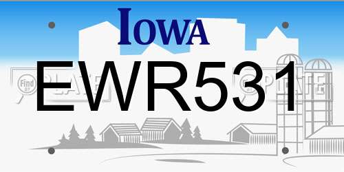 EWR531 Iowa License Plate