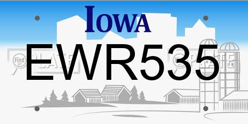 EWR535 Iowa License Plate