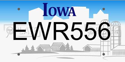 EWR556 Iowa License Plate