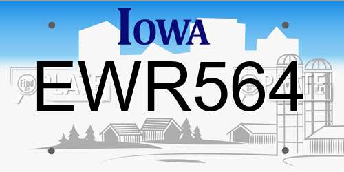 EWR564 Iowa License Plate