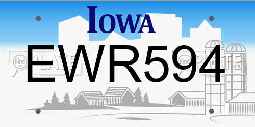 EWR594 Iowa License Plate