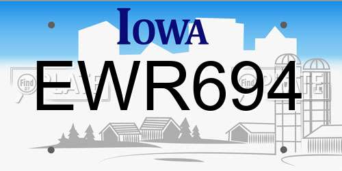 EWR694 Iowa License Plate