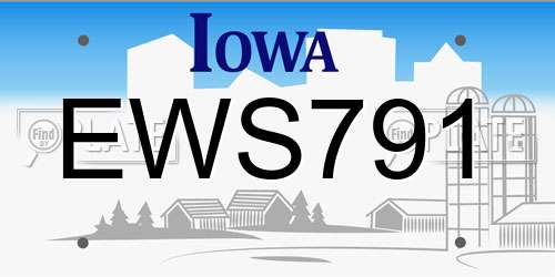 EWS791 Iowa License Plate