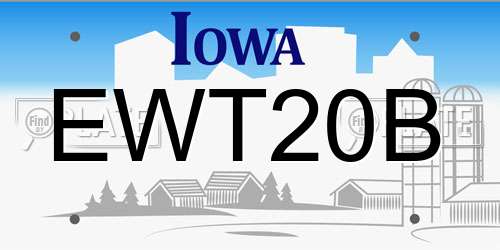 EWT20B Iowa License Plate