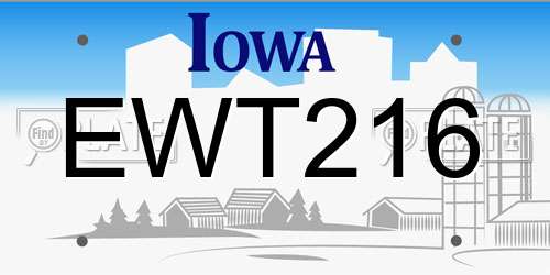 EWT216 Iowa License Plate