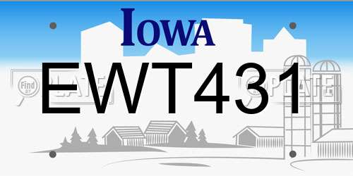 EWT431 Iowa License Plate