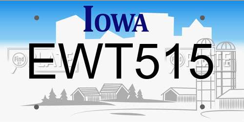 EWT515 Iowa License Plate