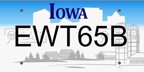 EWT65B Iowa License Plate