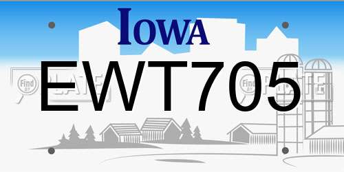 EWT705 Iowa License Plate