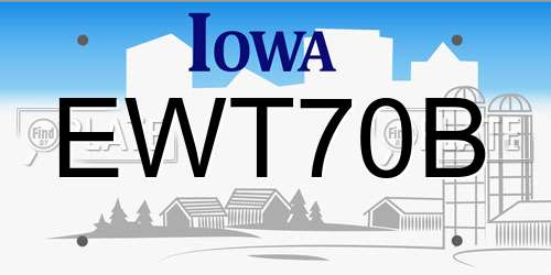 EWT70B Iowa License Plate