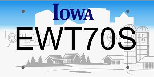 EWT70S Iowa License Plate