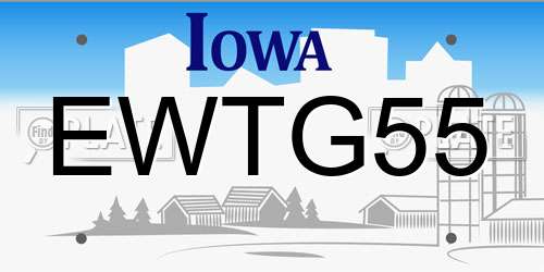 EWTG55 Iowa License Plate