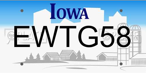 EWTG58 Iowa License Plate