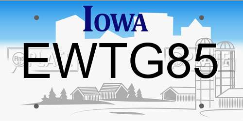 EWTG85 Iowa License Plate