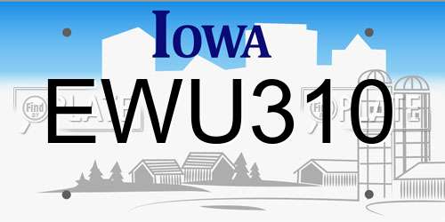 EWU310 Iowa License Plate