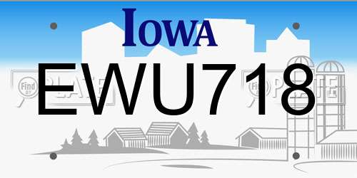 EWU718 Iowa License Plate